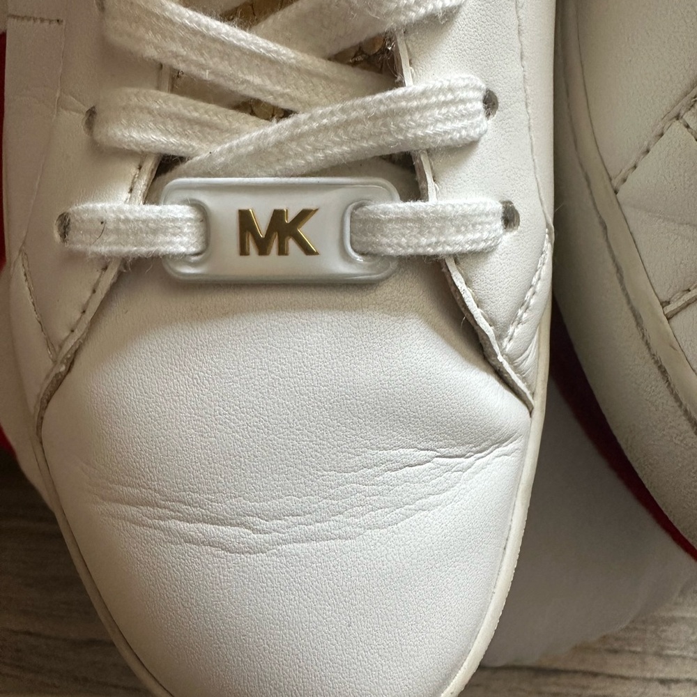 Michael Kors White Sneakers Minimalist Lace-Up Design Size 8 - Picture 6 of 11
